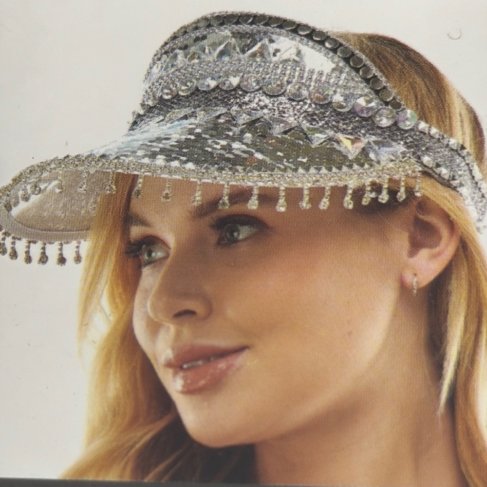 Silver Embellished Women's Visor